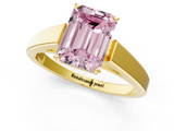 Yellow gold Fancy Pink Emerald  Solitaire Engagement Ring with Four-Prong Setting and Tapered Band_4