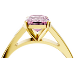Yellow gold Fancy Pink Emerald  Solitaire Engagement Ring with Four-Prong Setting and Tapered Band_7