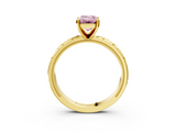 Yellow gold Fancy Pink Emerald  Solitaire Engagement Ring with Scrollwork Band and Four-Prong Setting_139