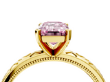 Yellow gold Fancy Pink Emerald  Solitaire Engagement Ring with Scrollwork Band and Four-Prong Setting_140