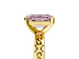 Yellow gold Fancy Pink Emerald  Solitaire Engagement Ring with Scrollwork Band and Four-Prong Setting_141