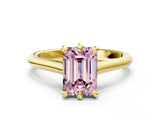 Yellow gold Fancy Pink Emerald  Solitaire Engagement Ring with Six-Prong Setting and Classic Band 1