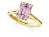 Yellow gold Fancy Pink Emerald  Solitaire Engagement Ring with Six-Prong Setting and Classic Band 2