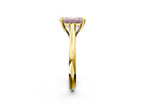 Yellow gold Fancy Pink Emerald  Solitaire Engagement Ring with Six-Prong Setting and Classic Band 3