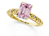Yellow gold Fancy Pink Emerald  Solitaire Floral Milgrain Engagement Ring_55