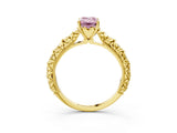 Yellow gold Fancy Pink Emerald  Solitaire Floral Milgrain Engagement Ring_57