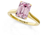 Yellow gold Fancy Pink Emerald  Solitaire Heart Prong Engagement Ring with Tapered Band_56