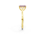 Yellow gold Fancy Pink Emerald  Solitaire Heart Prong Engagement Ring with Tapered Band_57