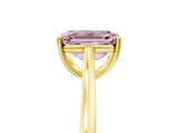 Yellow gold Fancy Pink Emerald  Solitaire Heart Prong Engagement Ring with Tapered Band_60