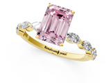Yellow gold Fancy Pink Emerald  Solitaire Marquise Side Stone Prong Setting Ring_45