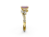 Yellow gold Fancy Pink Emerald  Solitaire Marquise Twist Band with Six-Prong Setting_77