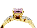 Yellow gold Fancy Pink Emerald  Solitaire Marquise Twist Band with Six-Prong Setting_79