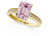 Yellow gold Fancy Pink Emerald  Solitaire Pavé Band Prong Setting Ring_20
