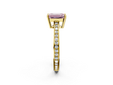 Yellow gold Fancy Pink Emerald  Solitaire Pavé Band Prong Setting Ring_21