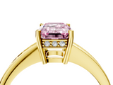 Yellow gold Fancy Pink Emerald  Solitaire Pavé Band Prong Setting Ring_23