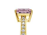 Yellow gold Fancy Pink Emerald  Solitaire Pavé Band Prong Setting Ring_24