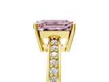Yellow gold Fancy Pink Emerald  Solitaire Pavé Band Prong Setting Ring_54