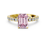 Yellow gold Fancy Pink Emerald  Solitaire Pavé Band with Four-Prong Setting_162