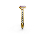 Yellow gold Fancy Pink Emerald  Solitaire Pavé Band with Four-Prong Setting_164