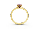 Yellow gold Fancy Pink Emerald  Solitaire Pavé Band with Four-Prong Setting_165