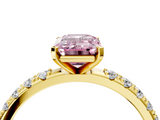 Yellow gold Fancy Pink Emerald  Solitaire Pavé Band with Four-Prong Setting_166