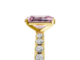 Yellow gold Fancy Pink Emerald  Solitaire Pavé Band with Four-Prong Setting_167