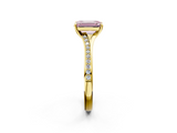 Yellow gold Fancy Pink Emerald  Solitaire Pavé Band with Four-Prong Setting_30