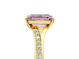 Yellow gold Fancy Pink Emerald  Solitaire Pavé Band with Four-Prong Setting_33