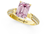 Yellow gold Fancy Pink Emerald  Solitaire Pavé Diamond Engagement Ring with Four-Prong Setting_138