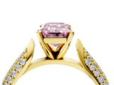 Yellow gold Fancy Pink Emerald  Solitaire Pavé Diamond Engagement Ring with Four-Prong Setting_141
