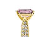 Yellow gold Fancy Pink Emerald  Solitaire Pavé Diamond Engagement Ring with Four-Prong Setting_142