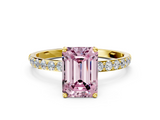 Yellow gold Fancy Pink Emerald  Solitaire Pavé Diamond Engagement Ring with Four-Prong Setting_25