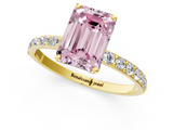 Yellow gold Fancy Pink Emerald  Solitaire Pavé Diamond Engagement Ring with Four-Prong Setting_26