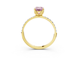 Yellow gold Fancy Pink Emerald  Solitaire Pavé Diamond Engagement Ring with Four-Prong Setting_28