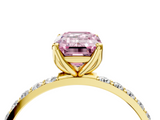 Yellow gold Fancy Pink Emerald  Solitaire Pavé Diamond Engagement Ring with Four-Prong Setting_29