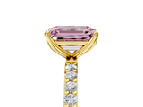 Yellow gold Fancy Pink Emerald  Solitaire Pavé Diamond Engagement Ring with Four-Prong Setting_30