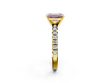 Yellow gold Fancy Pink Emerald  Solitaire Pave Diamond Engagement Ring with Four-Prong Setting_346