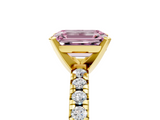 Yellow gold Fancy Pink Emerald  Solitaire Pave Diamond Engagement Ring with Four-Prong Setting_349
