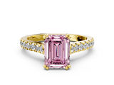Yellow gold Fancy Pink Emerald  Solitaire Pave Diamond Engagement Ring with Prong Setting_20