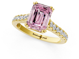 Yellow gold Fancy Pink Emerald  Solitaire Pave Diamond Engagement Ring with Prong Setting_21
