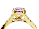 Yellow gold Fancy Pink Emerald  Solitaire Pave Diamond Engagement Ring with Prong Setting_24