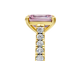 Yellow gold Fancy Pink Emerald  Solitaire Pave Diamond Engagement Ring with Prong Setting_25