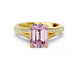 Yellow gold Fancy Pink Emerald  Solitaire Pave Split Shank Engagement Ring with Six-Prong Setting_36