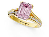 Yellow gold Fancy Pink Emerald  Solitaire Pave Split Shank Engagement Ring with Six-Prong Setting_37