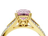 Yellow gold Fancy Pink Emerald  Solitaire Pave Split Shank Engagement Ring with Six-Prong Setting_40