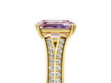 Yellow gold Fancy Pink Emerald  Solitaire Pave Split Shank Engagement Ring with Six-Prong Setting_41