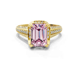 Yellow gold Fancy Pink Emerald  Solitaire Pave Split Shank Ring with Four-Prong Setting_87