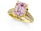 Yellow gold Fancy Pink Emerald  Solitaire Pave Split Shank Ring with Four-Prong Setting_88