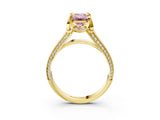 Yellow gold Fancy Pink Emerald  Solitaire Pave Split Shank Ring with Four-Prong Setting_90