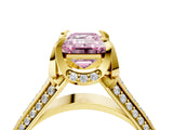 Yellow gold Fancy Pink Emerald  Solitaire Pave Split Shank Ring with Four-Prong Setting_91